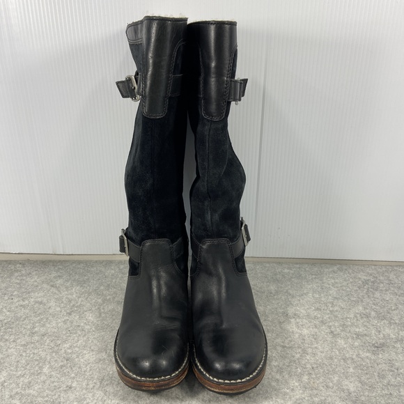 UGG Dunwich Knee High Tall Black Suede Leather Winter Riding Boot Womens Size 7 - Picture 5 of 16